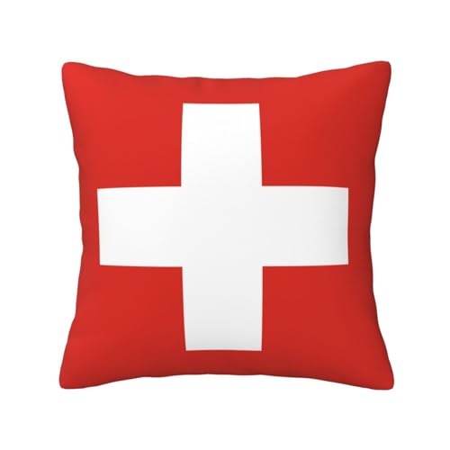 Siulas Kissenbezug mit Schweizer Flagge, für Wohnzimmer, Schlafzimmer, Couch, Sofa, Stuhl, 45,7 x 45,7 cm von Siulas