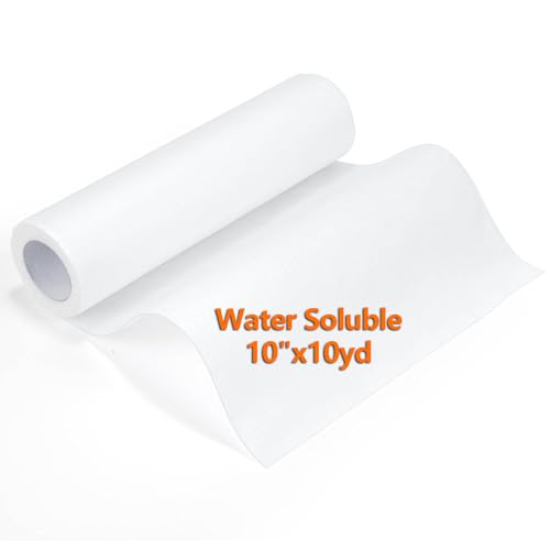 Siumir Stickvlies Rolle 10" x 10yd (Wasserlösliche), 40gm Wasserlösliches Stickpapier Papierträger, Drucken oder Zeichnen Zeichenstabilisator für Hand- und Maschinenstickereien - Kein Kleber von Siumir
