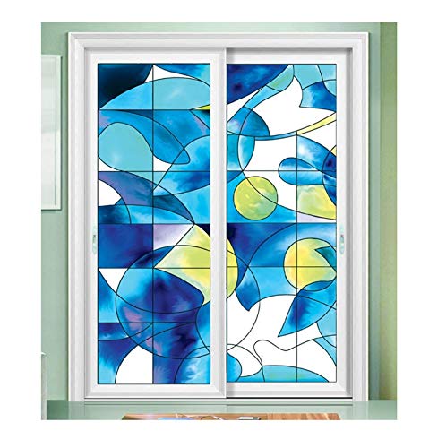 Buntglasfenster Film, Fenster Film Privatsphäre dekorativ, Mosaikkunst Glasfilm Buntes Fenster Undurchsichtig Aufkleber Selbstkleber für Kirche Home,H,40x60cm(16"x24") von Siunwdiy