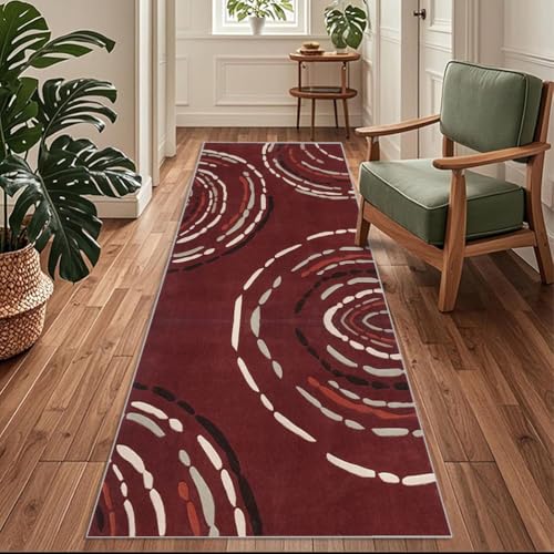 Flurläufer, Extra Lang 100x460cm Moderner Vintage-Teppich Bordeauxrot Teppichläufer Rutschfest, Flurteppich,Küchenteppich Waschbar Küchenläufer für Küche, Korridor, Schlafzimmer, Eingang, Wohnzimmer Flurläufer, Extra Lang 100x460cm Moderner Vintage-Teppich Bordeauxrot Teppichläufer Rutschfest, Flurteppich,Küchenteppich Waschbar Küchenläufer für Küche, Korridor, Schlafzimmer, Eingang, Wohnzimmer von Siunwdiy