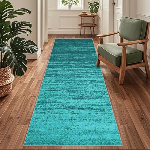 Flurläufer, Extra Lang 40x220cm Modern-minimalistischer Türkis Teppichläufer Rutschfest, Flurteppich，Küchenteppich Waschbar Küchenläufer für Küche, Korridor, Schlafzimmer, Eingang, Wohnzimmer von Siunwdiy