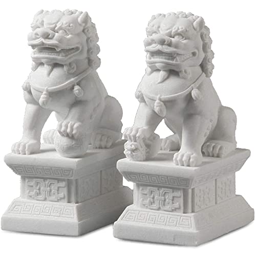 Foo Dogs Statuen, Kompakte Feng Shui Schutzlöwen aus Marmoroptik, Perfekte asiatische Dekoration für Eingänge, Regale, Schreibtische und kleine Räume, Glücksbringer und Schutzsymbol, Weiß,11cm Foo Dogs Statuen, Kompakte Feng Shui Schutzlöwen aus Marmoroptik, Perfekte asiatische Dekoration für Eingänge, Regale, Schreibtische und kleine Räume, Glücksbringer und Schutzsymbol, Weiß,11cm von Siunwdiy
