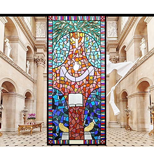 Hochwertige Dekorative Fensterfilme, Datenschutzfilm Frosted Film Bunt Film Vintage Kirche Muster Glas Fenster Aufkleber Für Hausküche,A2,120x120cm(47"x47") von Siunwdiy