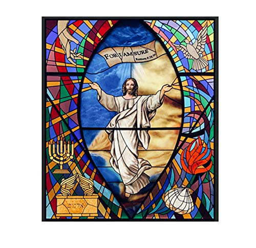 Kirche Buntglas dekorativer Film, Nicht-UV-Klebstoff-statische Vertraulichkeit Cllows Film Jesus religiöse Figuren dekoratives Vinyl Vinyl Aufkleber Glas,40x80cm(16"x32") von Siunwdiy