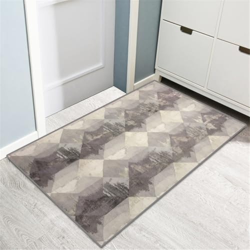 Küchenteppich Waschbar rutschfest Abstract Hellgrau Lang Teppich Läufer Flur 80x120cm Teppichläufer Flur Korridor Schlafzimmer Wohnzimmer Flurläufer Küchenläufer Teppichmatten Schmutzfangmatte von Siunwdiy