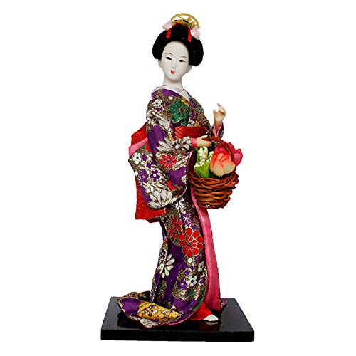 Siunwdiy 12" japanische Kimono Geisha Porzellan Figur, japanische Kimono-Puppe Geisha-Figürchen verziert Geschenk Kunsthandwerk Sammlung/Geschenk,A36,30 cm von Siunwdiy