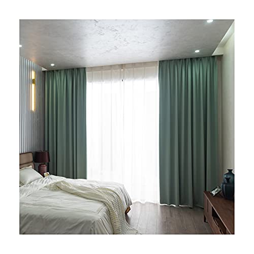 Siunwdiy 2 Stücke Mintgrün vorhänge Blickdicht Verdunklungsvorhang mit Kräuselband Energiespar & Wärmeisolierend einfarbig Gardinen Schal für Schlafzimmer Kinderzimmer Wohnzimmer, 200X270CM von Siunwdiy