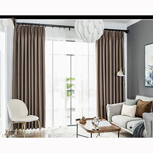 Siunwdiy 2er Set Verdunklungsvorhang Blickdicht Vorhang Gardinen Raumverdunkelung mit Kräuselband Thermogardine Verdunkelungsgardinen für Schlafzimmer Wohnzimmer,Dark Purple,Hellbraun,W450*H200cm von Siunwdiy