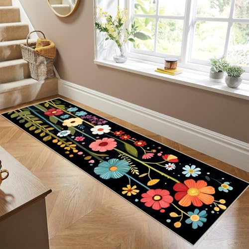 Siunwdiy 3D Blumen Teppich Läufer Flur Küche rutschfest Waschbar 90 x 320 cm Schwarz/Bunt Küchenläufer Lang Korridor Teppich Läufer Küchenteppich Einfarbig Blumenmuster Flurteppich Meterware Anpassbar Siunwdiy 3D Blumen Teppich Läufer Flur Küche rutschfest Waschbar 90 x 320 cm Schwarz/Bunt Küchenläufer Lang Korridor Teppich Läufer Küchenteppich Einfarbig Blumenmuster Flurteppich Meterware Anpassbar von Siunwdiy