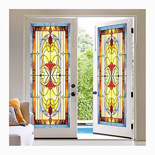 Siunwdiy 3D-Buntglas fensterfolie,Selbsthaftend Blickdicht sichtschutz Folie,Statische Statisch haftend Anti-UV zum dekorieren von küche, Bad,Wohnzimmer, esszimmer usw,L,90x200cm(36x79inch) von Siunwdiy