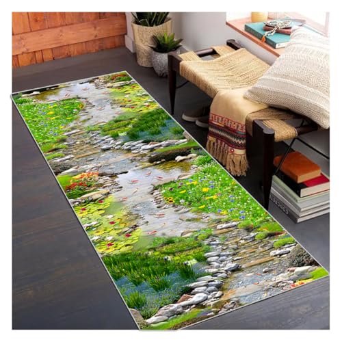 Siunwdiy 3D Teppichläufer Flur Lang 100x490cm Grün - Rutschfester Küchenläufer Waschbar - Korridor Teppich für Küche, Eingang, Wohnzimmer & Schlafzimmer - Moderne Flurmatte mit Optischer Täuschung Siunwdiy 3D Teppichläufer Flur Lang 100x490cm Grün - Rutschfester Küchenläufer Waschbar - Korridor Teppich für Küche, Eingang, Wohnzimmer & Schlafzimmer - Moderne Flurmatte mit Optischer Täuschung von Siunwdiy