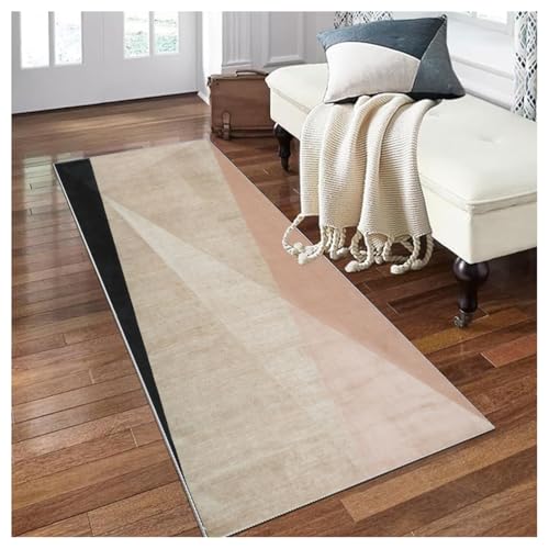 Siunwdiy Beiger Flurteppich Läufer Küche 60x100cm rutschfest Waschbar Modern Küchenteppich Flurläufer Lang Korridor Teppich Läufer für Eingang Schlafzimmer Wohnzimmer Polyester Schmutzfangmatte von Siunwdiy