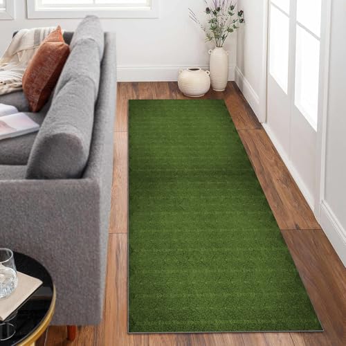 Siunwdiy Extra Langer Flurteppich 40x140cm Einfarbig – Grün，Teppichläufer，Rutschfester waschbarer Läufer für Flur, Küche, Eingangsbereich Korridor Teppich als Fußmatte Küchenläufer von Siunwdiy
