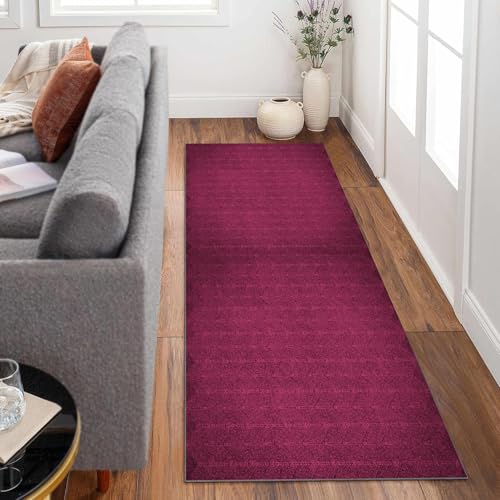 Siunwdiy Extra Langer Läufer Flur Küche Waschbar rutschfest 70x480cm Einfarbig – Dunkelrosa Lang Küchenteppich Flurteppich Teppich Fur Korridor Wohnzimmer Schlafzimmer Meterware Anpassbar von Siunwdiy