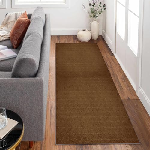 Siunwdiy Extra Langer Läufer Flur Küche Waschbar rutschfest50x280cm Einfarbig – Braun Lang Küchenteppich Flurteppich Teppich Fur Korridor Wohnzimmer Schlafzimmer Meterware Anpassbar von Siunwdiy