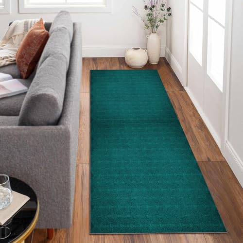 Siunwdiy Extra Langer Teppich Läufer Flur Küche rutschfest Waschbar flurläufer 100x460cm Einfarbig – Blau Teppichläufer Korridor Teppich Küchenläufer Lang Läuferteppich Meterware Anpassbar von Siunwdiy
