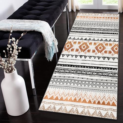 Siunwdiy Extra Langer Teppich Läufer Flur Küche rutschfest Waschbar flurläufer 110x140cm Teppichläufer Korridor Teppich Lang Grau-Braun Marokkanische Läuferteppich Meterware Anpassbar von Siunwdiy