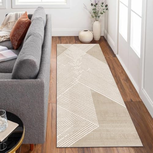 Siunwdiy Extra Langer Teppich Läufer Flur Küche rutschfest Waschbar flurläufer 80x120cm Beiger Teppichläufer Korridor Teppich Küchenläufer Lang Modernes Design Läuferteppich Meterware Anpassbar von Siunwdiy