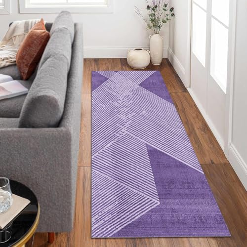 Siunwdiy Extra Langer Teppich Läufer Flur Küche rutschfest Waschbar flurläufer 80x280cm Violetter Teppichläufer Korridor Teppich Küchenläufer Lang Modernes Design Läuferteppich Meterware Anpassbar von Siunwdiy