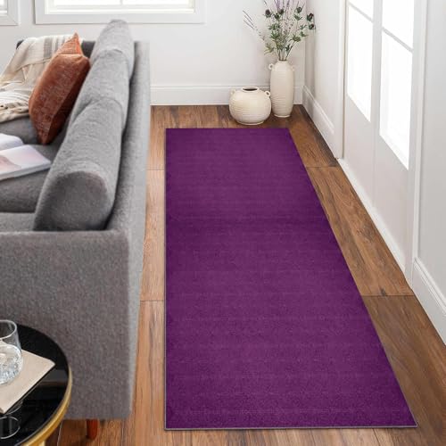 Siunwdiy Extra Langer Teppich Läufer Flur Lang rutschfest Teppich Läufer 120x120cm Einfarbig – Violett Läuferteppich Kücheläufer Waschbar Flurläufer Korridor Meterware küchenteppich läufer von Siunwdiy