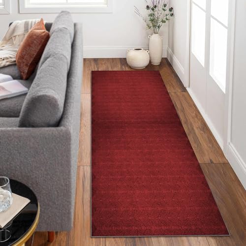 Siunwdiy Extra Langer Teppich Läufer Lang Flur Küche rutschfest waschbar 80x240cm Einfarbig – Rot Teppichmatten Küchenläufer Schmutzfangmatte Küchenteppich Meterware Esszimmer Schlafzimmer von Siunwdiy