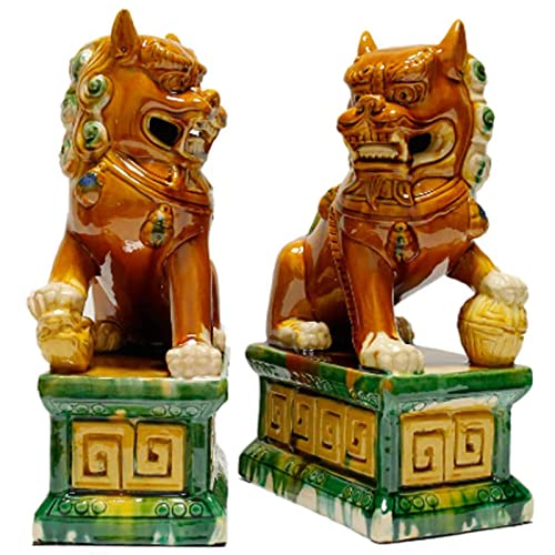 Siunwdiy FOO Dogs Statuenpaar, chinesische Wächterlöwen-Statuen, Feng Shui-Figuren, Heimdekoration,A von Siunwdiy