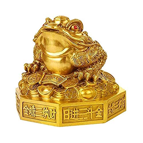 Siunwdiy Feng Shui Frosch Chinesische Statuen Gossip Geld Reichtum Frosch oder Geld-Kröte Figur Großes Messing Three Legged for Geschäft oder zu Hause,Messing,S von Siunwdiy