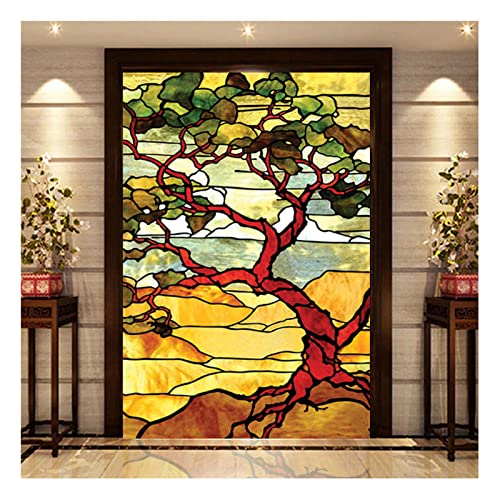 Siunwdiy Fensteraufkleber,Selbsthaftend Sichtschutzfolie,Bunt Landschaft Fensterfolie Milchglasfolie Privatsphäre, Für Zu Hause Badezimmer Wohnzimmer Dekorativ,10,45x60cm(18"x24") von Siunwdiy