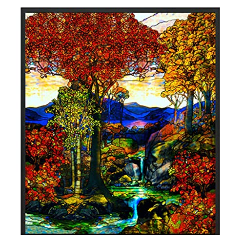 Siunwdiy Fensteraufkleber,Selbsthaftend Sichtschutzfolie,Bunt Landschaft Fensterfolie Milchglasfolie Privatsphäre, Für Zu Hause Badezimmer Wohnzimmer Dekorativ,6,120x120cm(47"x47") von Siunwdiy
