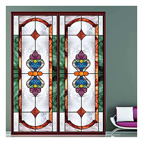 Siunwdiy Fensterfolie,fensterfolie sichtschutz, Sichtschuzfolie Dekorfolie Privatsphäre Milchglasfolie Statisch Haftend Bunte Kirche Fensteraufkleber,A,30x120cm(12"x47") von Siunwdiy