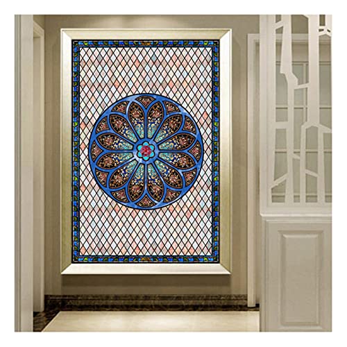Siunwdiy Fensterfolie,fensterfolie sichtschutz, Sichtschuzfolie Dekorfolie Privatsphäre Milchglasfolie Statisch Haftend Bunte Kirche Fensteraufkleber,C,50x120cm(20"x47") von Siunwdiy