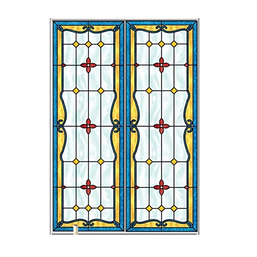 Siunwdiy Fensterfolie,fensterfolie sichtschutz, Sichtschuzfolie Dekorfolie Privatsphäre Milchglasfolie Statisch Haftend Bunte Kirche Fensteraufkleber,E,90x120cm(36"x47") von Siunwdiy
