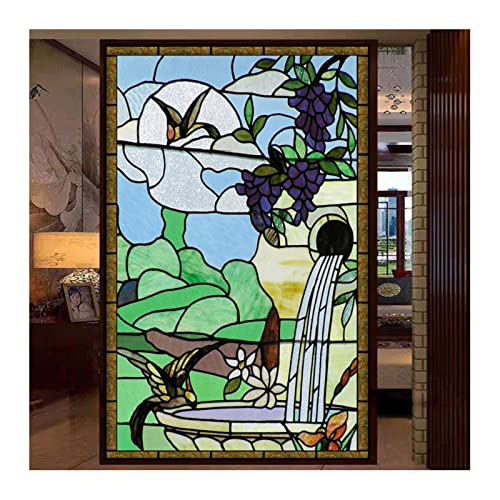 Siunwdiy Fensterfolie,fensterfolie sichtschutz, Sichtschuzfolie Dekorfolie Privatsphäre Milchglasfolie Statisch Haftend Bunte Kirche Fensteraufkleber,H,40x60cm(18"x24") von Siunwdiy