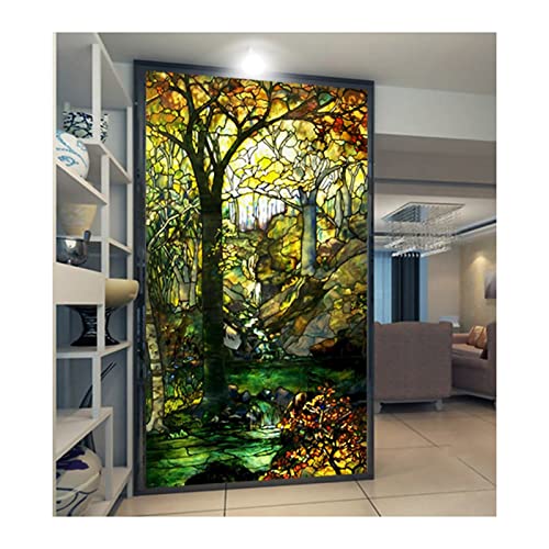 Siunwdiy Fensterfolie,fensterfolie sichtschutz, Sichtschuzfolie Dekorfolie Privatsphäre Milchglasfolie Statisch Haftend Bunte Kirche Fensteraufkleber,I,120x120cm(47"x47") von Siunwdiy