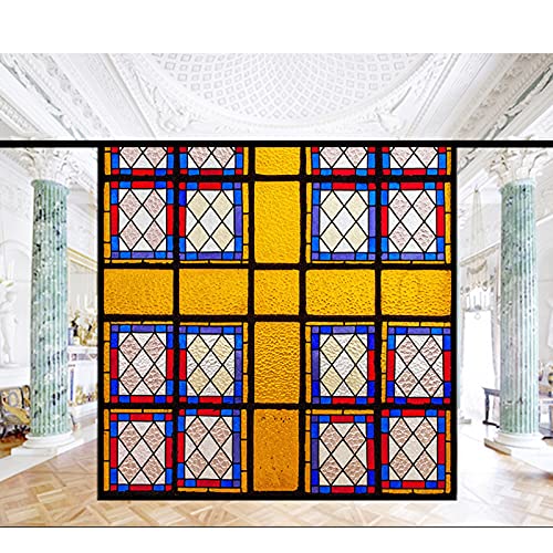 Fensterfolie Buntglas Kirchenfensteraufkleber,Fensterfolie Uv Schutz Matt Blickdicht,Folie Fenster Sichtschutz Bad Kiche Haushalt & Wohnen,I,45x90cm von Siunwdiy