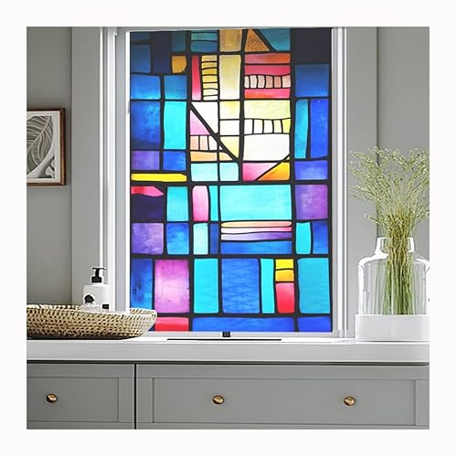 Siunwdiy Fensterfolie Mattglas,statische Haftung, kein Kleber, frostige Fensterverkleidungen, dekorative Fenstertönung,Zum Büroglas,Schiebetür,Schlafzimmer,Bad,R,45x70cm(18x28inch) von Siunwdiy