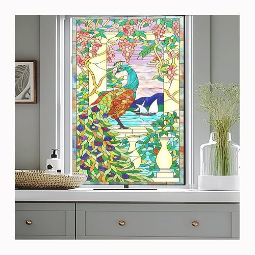 Siunwdiy Fensterfolie Selbsthaftend Bunt,Milchglasfolie,Sichtschutz Sonnenschutzfolie Fenster Innen Blickdicht Statisch Haftend Dekorfolie Sichtschutzfolie Fenster Anti-UV,B,60x120cm(24x47inch) von Siunwdiy