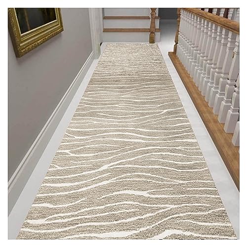 Siunwdiy Flur Teppich läufer 100X160CM lang Polyester Waschbar und Dauerhaft, Schlafzimmer Beige Carpet, für Wohnzimmer Büro Esszimmer, Anpassbar Teppichläufer Meterware von Siunwdiy