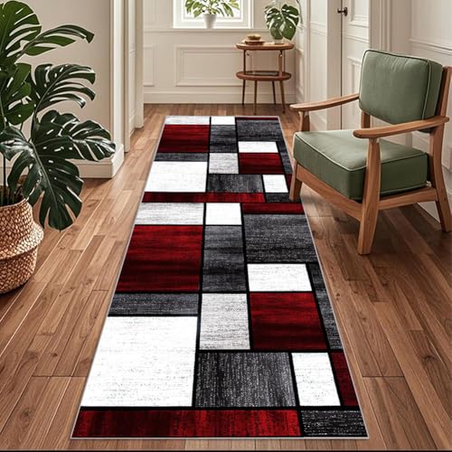 Siunwdiy Flurläufer, Extra Lang 100x600cm Grauer rotes schwarzer Teppichläufer rutschfest, Flurteppich,Küchenteppich Waschbar Küchenläufer für Küche, Korridor, Schlafzimmer, Eingang, Wohnzimmer Siunwdiy Flurläufer, Extra Lang 100x600cm Grauer rotes schwarzer Teppichläufer rutschfest, Flurteppich,Küchenteppich Waschbar Küchenläufer für Küche, Korridor, Schlafzimmer, Eingang, Wohnzimmer von Siunwdiy