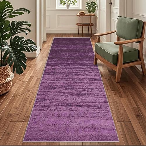 Siunwdiy Flurläufer, Extra Lang 120x220cm Modern-minimalistischer Lila Teppichläufer rutschfest, Flurteppich，Küchenteppich Waschbar Küchenläufer für Küche, Korridor, Schlafzimmer, Eingang, Wohnzimmer von Siunwdiy