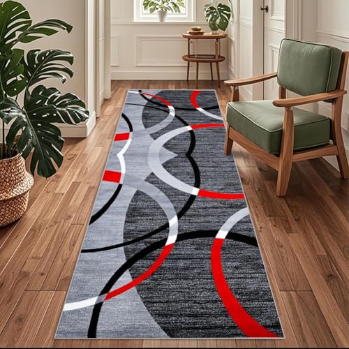 Siunwdiy Flurläufer, Extra Lang 60x320cm Grauer roter Teppichläufer rutschfest, Flurteppich,Küchenteppich Waschbar Küchenläufer für Küche, Korridor, Schlafzimmer, Eingang, Wohnzimmer Siunwdiy Flurläufer, Extra Lang 60x320cm Grauer roter Teppichläufer rutschfest, Flurteppich,Küchenteppich Waschbar Küchenläufer für Küche, Korridor, Schlafzimmer, Eingang, Wohnzimmer von Siunwdiy