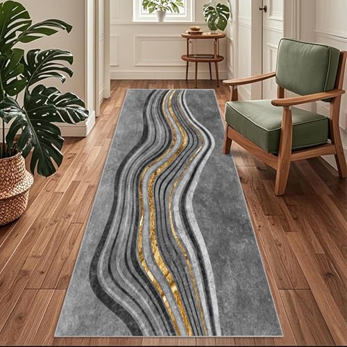 Siunwdiy Flurläufer Extra Lang 110x480cm Teppichläufer rutschfest, Flurteppich,Küchenteppich Waschbar Schmutzfangmatte Grau-Gold Abstrakt Küchenläufer für Küche, Korridor, Schlafzimmer, Eingang, Büro Siunwdiy Flurläufer Extra Lang 110x480cm Teppichläufer rutschfest, Flurteppich,Küchenteppich Waschbar Schmutzfangmatte Grau-Gold Abstrakt Küchenläufer für Küche, Korridor, Schlafzimmer, Eingang, Büro von Siunwdiy