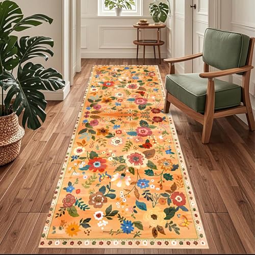 Siunwdiy Flurläufer Extra Lang 120x280cm Blumenmuster Gelb, Rutschfester Flurteppich waschbar für Küche, Korridor, Schlafzimmer, Eingang, Büro, Wohnzimmer Siunwdiy Flurläufer Extra Lang 120x280cm Blumenmuster Gelb, Rutschfester Flurteppich waschbar für Küche, Korridor, Schlafzimmer, Eingang, Büro, Wohnzimmer von Siunwdiy
