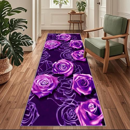 Siunwdiy 3D Teppich Blumen,Flurläufer Lang 140x180cm Violett Teppichläufer rutschfest, Flurteppich,Küchenteppich Waschbar Küchenläufer für Küche, Korridor, Schlafzimmer, Eingang, Büro, Wohnzimmer Siunwdiy 3D Teppich Blumen,Flurläufer Lang 140x180cm Violett Teppichläufer rutschfest, Flurteppich,Küchenteppich Waschbar Küchenläufer für Küche, Korridor, Schlafzimmer, Eingang, Büro, Wohnzimmer von Siunwdiy