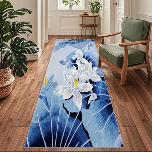 Siunwdiy Flurläufer Extra Lang 140x500cm Blau Teppichläufer rutschfest, Flurteppich,Küchenteppich Waschbar 3D-Blumenmuster Küchenläufer für Küche, Korridor, Schlafzimmer, Eingang, Büro, Wohnzimmer Siunwdiy Flurläufer Extra Lang 140x500cm Blau Teppichläufer rutschfest, Flurteppich,Küchenteppich Waschbar 3D-Blumenmuster Küchenläufer für Küche, Korridor, Schlafzimmer, Eingang, Büro, Wohnzimmer von Siunwdiy
