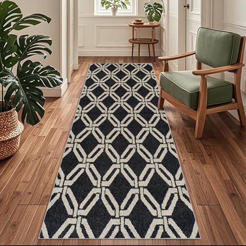 Siunwdiy Flurläufer Extra Lang 60x600cm Teppichläufer rutschfest,Flurteppich,Küchenteppich Waschbar SchmutzfangmatteSchwarz Geometrisch Küchenläufer für Küche, Korridor, Schlafzimmer, Eingang Siunwdiy Flurläufer Extra Lang 60x600cm Teppichläufer rutschfest,Flurteppich,Küchenteppich Waschbar SchmutzfangmatteSchwarz Geometrisch Küchenläufer für Küche, Korridor, Schlafzimmer, Eingang von Siunwdiy
