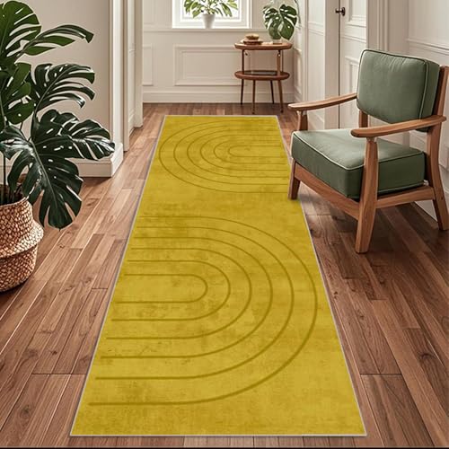 Siunwdiy Flurläufer Teppich 140 x 460 cm Gelber Ingwer Einfarbig gestreifter Waschbar rutschfest Küchenteppich Lang für Eingangsbereich Wohnzimmer Schmutzfang Siunwdiy Flurläufer Teppich 140 x 460 cm Gelber Ingwer Einfarbig gestreifter Waschbar rutschfest Küchenteppich Lang für Eingangsbereich Wohnzimmer Schmutzfang von Siunwdiy
