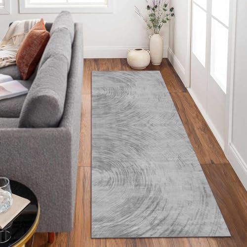 Siunwdiy Flurteppich 100x220cm Grauer，Teppichläufer Beige，Rutschfester waschbarer Läufer für Flur, Küche, EingangsbereichModernes Design Korridor Teppich als Fußmatte Küchenläufer von Siunwdiy