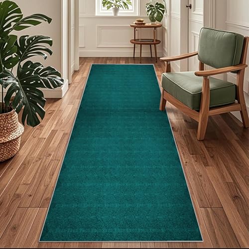 Siunwdiy Flurteppich Läufer Lang Küchenläufer küchenteppich 140 x 600 cm Cyan Einfarbig waschbar rutschfest Flur Teppich Läufer Teppich küche Flur Küchenmatte für Teppichläufer Flur Lang Korridor von Siunwdiy