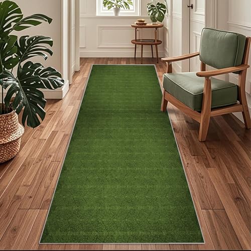 Siunwdiy Flurteppich Läufer Lang Küchenläufer küchenteppich 140 x 600 cm Olivgrün waschbar rutschfest Flur Teppich Läufer Teppich küche Flur Küchenmatte für Teppichläufer Flur Lang Korridor von Siunwdiy